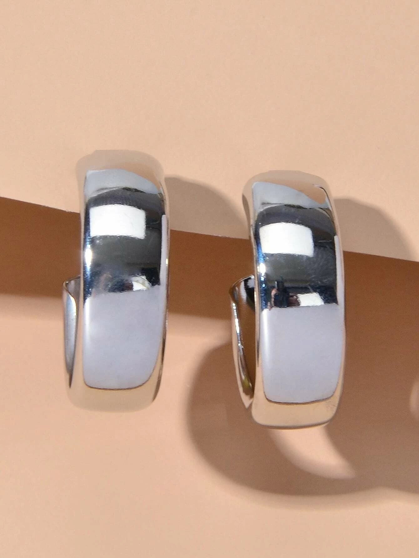 Punk Rock Silver Hoop Earrings C Shape Circle Stud Earrings Girls Teens Gift