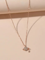 Rhinestone Star Planet Globe Pendant Necklace Women Teens Girl Jewellery Gift