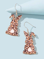 Cute Funny Leopard Print Rabbit Bunny Acrylic Dangle Earrings Trendy Easter Gift-3