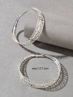 Ethnic Hollow out Geometric Big Statement Hoop Huggie Earrings Chunky Jewellery