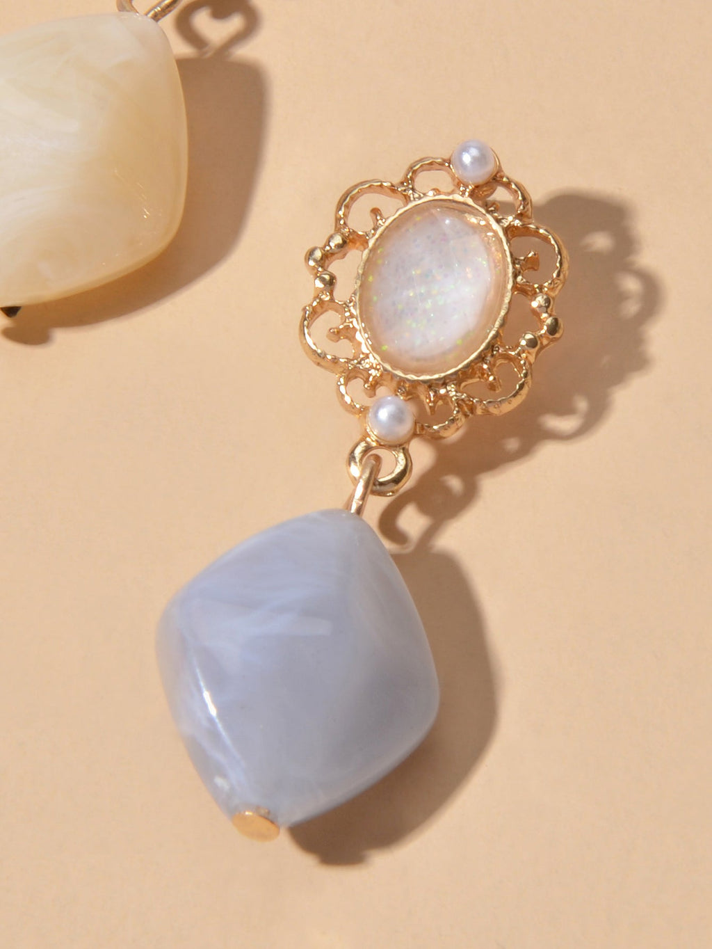 Retro Jewelry Good Quality Pearl Geometric Asymmetric Dangle Earrings Accessory-4