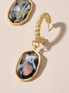 Retro Jewelry Multi-colored Simulated Stone Geometric Dangle Earrings for Women-4