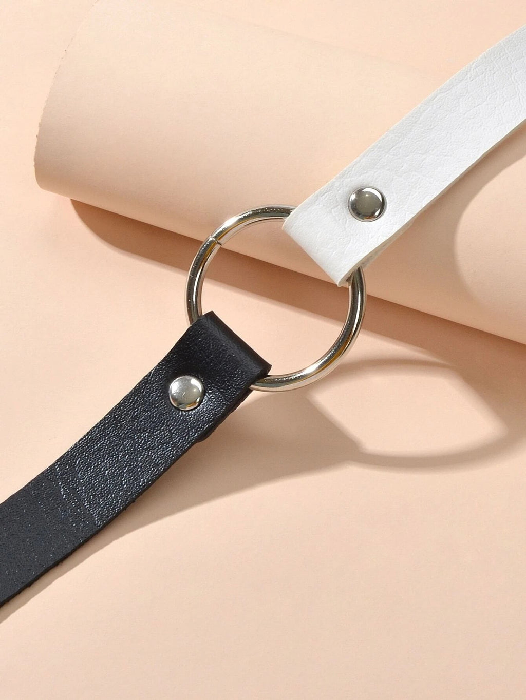 Gothic 90s Silver PU Leather Punk Tattoo Choker Necklace Round Circle Collar-4