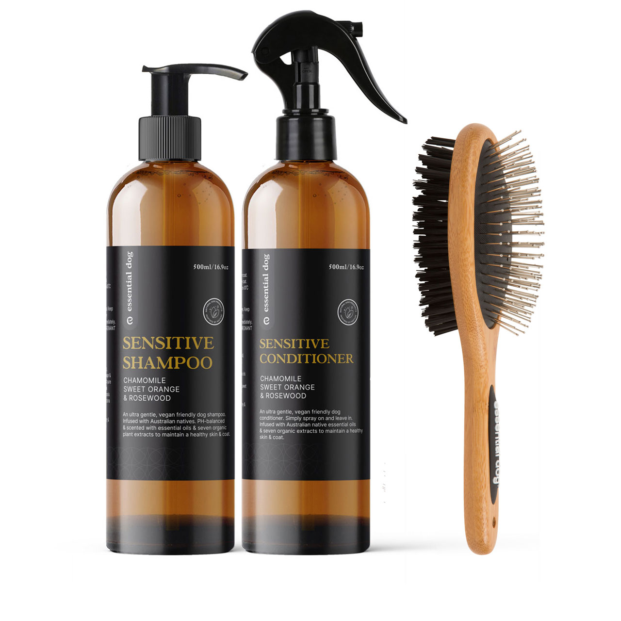500ml Sensitive Shampoo & Conditioner & Natural Bamboo Brush
