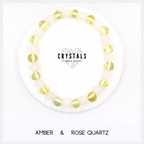 Amber & Rose Quartz Adult Bracelet