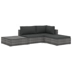 NNEVL 4 Piece Garden Lounge Set with Cushions Poly Rattan Grey
