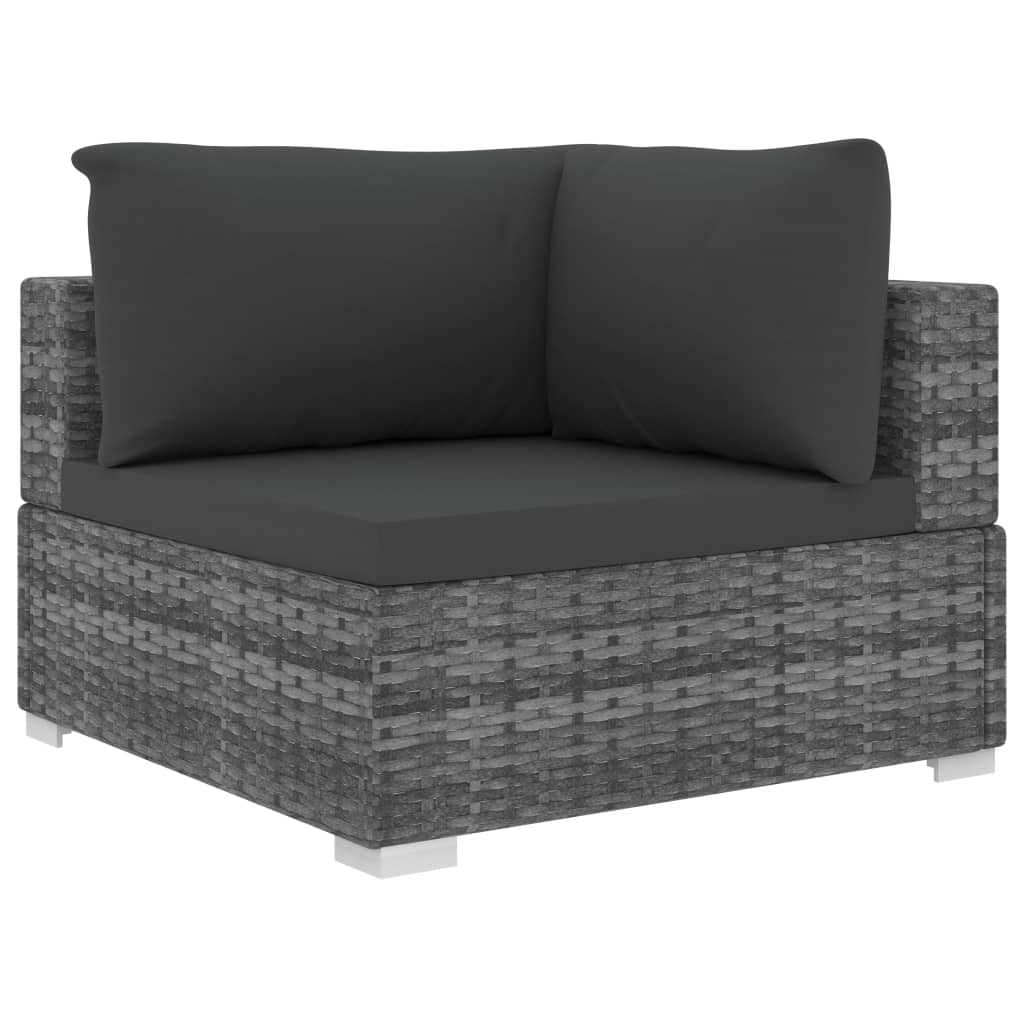 NNEVL 4 Piece Garden Lounge Set with Cushions Poly Rattan Grey