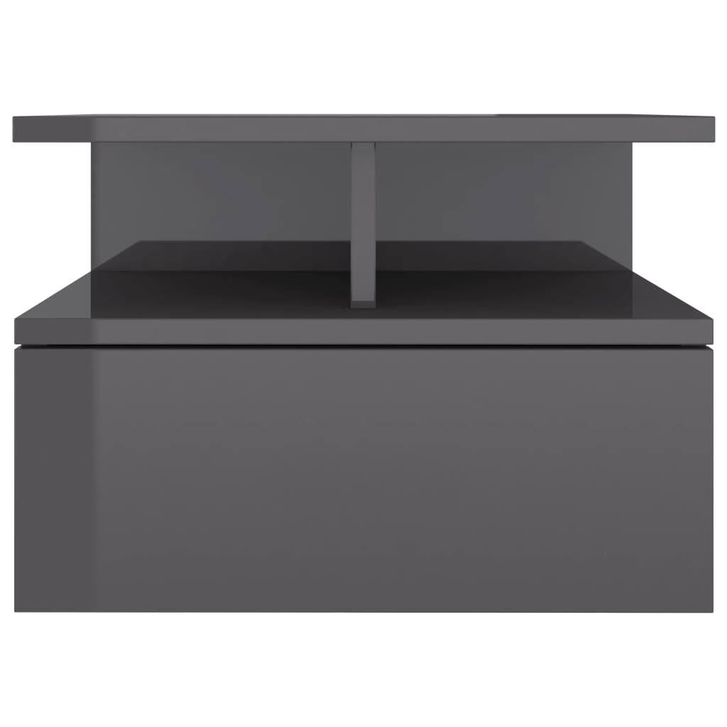 NNEVL Floating Nightstand High Gloss Grey 40x31x27cm Chipboard