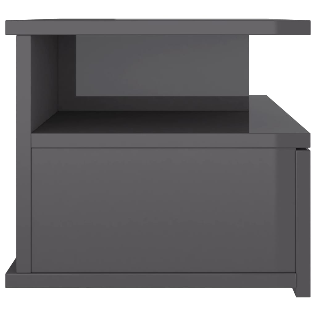 NNEVL Floating Nightstand High Gloss Grey 40x31x27cm Chipboard