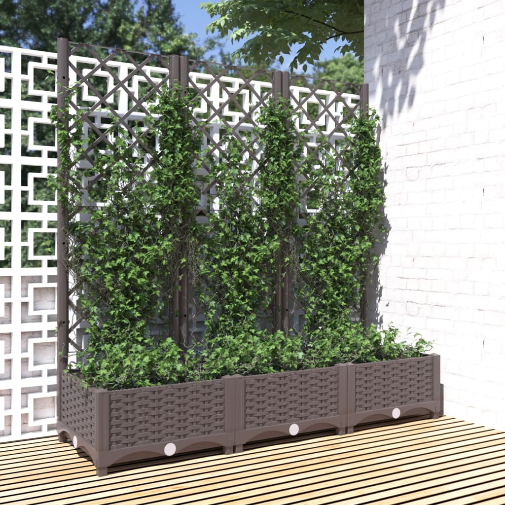 NNEVL Garden Planter with Trellis Brown 120x40x121.5 cm PP-0
