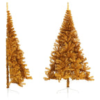 NNEVL Artificial Half Christmas Tree with Stand Gold 210 cm PET