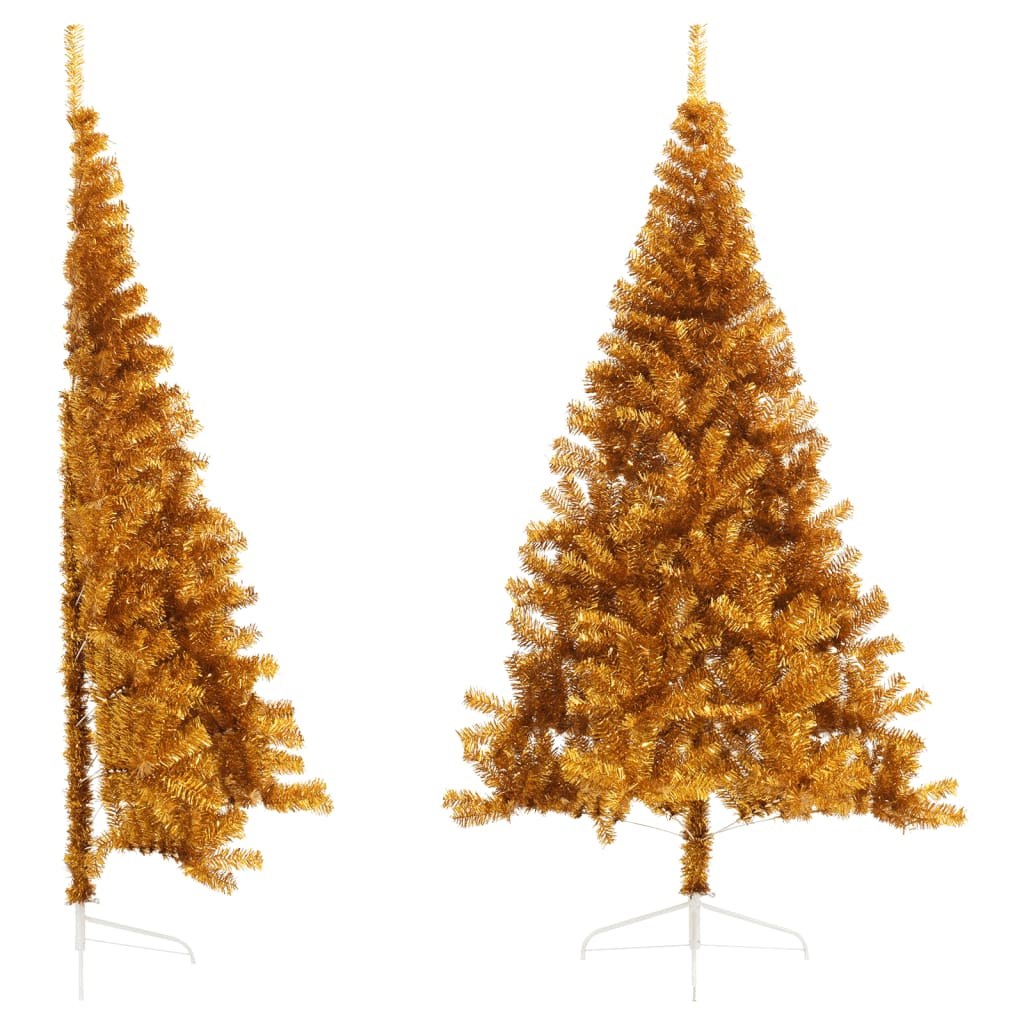 NNEVL Artificial Half Christmas Tree with Stand Gold 210 cm PET