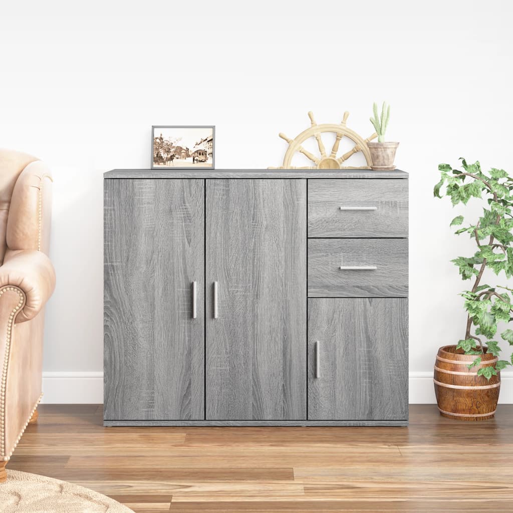 NNEVL Sideboard Grey Sonoma 91x29.5x75 cm Engineered Wood-0