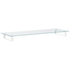 NNEVL Monitor Stand White 100x35x8 cm Tempered Glass and Metal