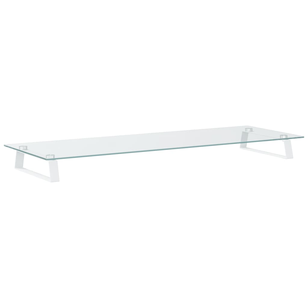 NNEVL Monitor Stand White 100x35x8 cm Tempered Glass and Metal