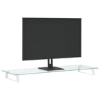 NNEVL Monitor Stand White 100x35x8 cm Tempered Glass and Metal