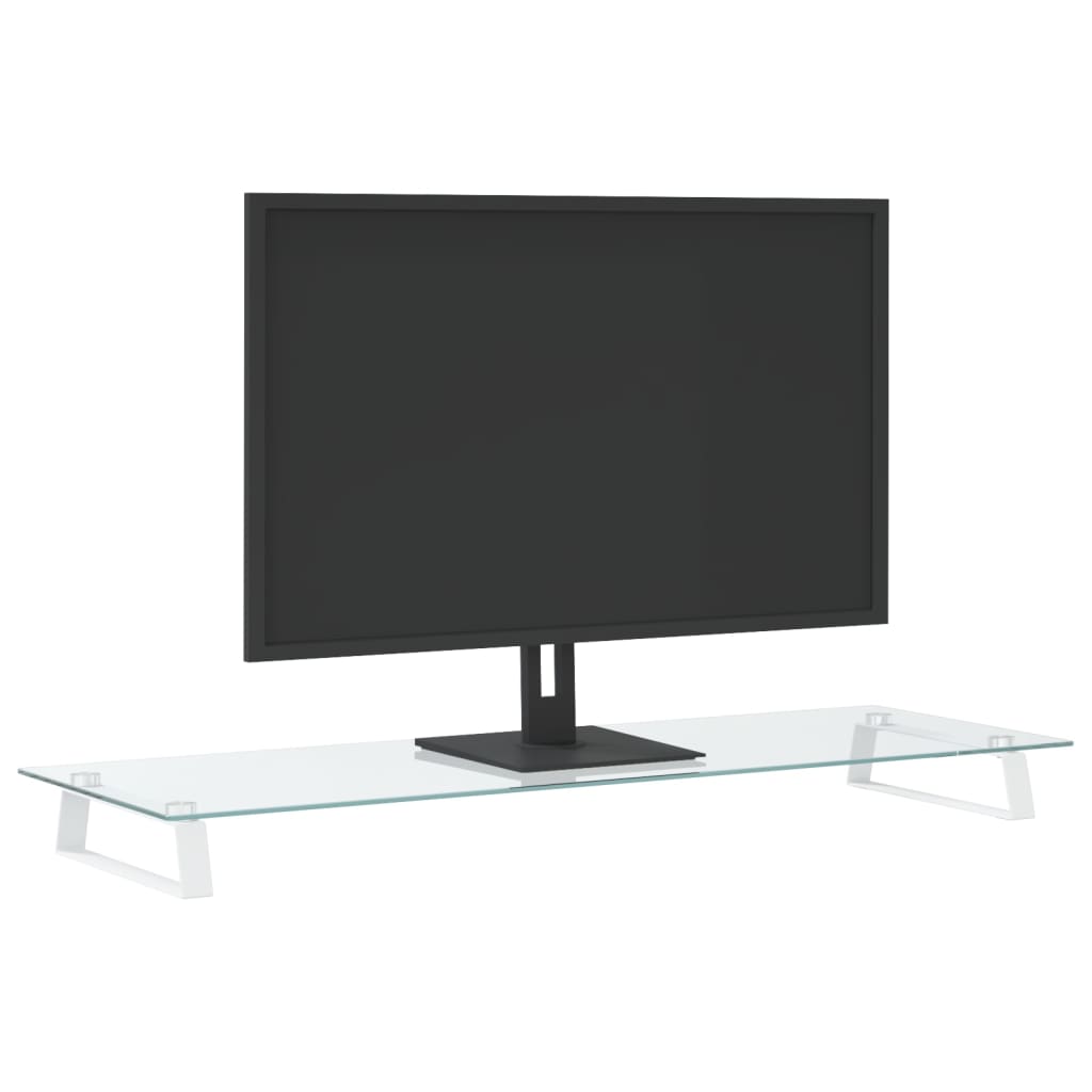 NNEVL Monitor Stand White 100x35x8 cm Tempered Glass and Metal