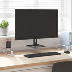 NNEVL Monitor Stand White 100x35x8 cm Tempered Glass and Metal