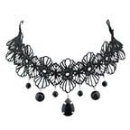 Black Lace Flower Water Drop Gothic 90s Tattoo Choker Necklace Halloween Jewelry