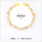 Amber & Rose Quartz Adult Bracelet