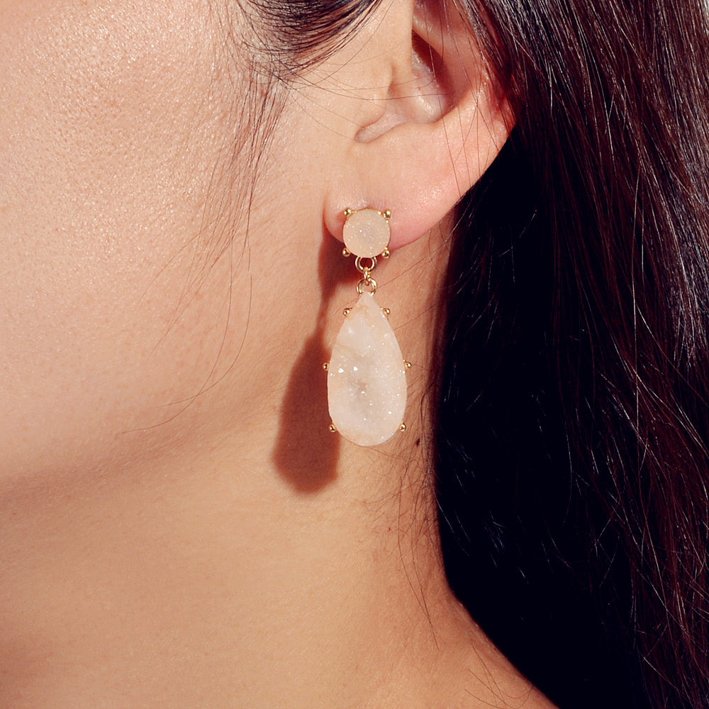 Dainty Champagne Stone Water Drop Earrings Women Girls Teens Stud Jewellery Gift-3