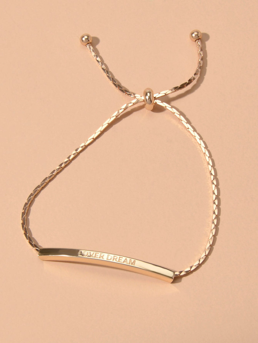 Letter Engraved Adjustable Bar and Ball Beaded Slide Strand Lover Dream Bracelet-1