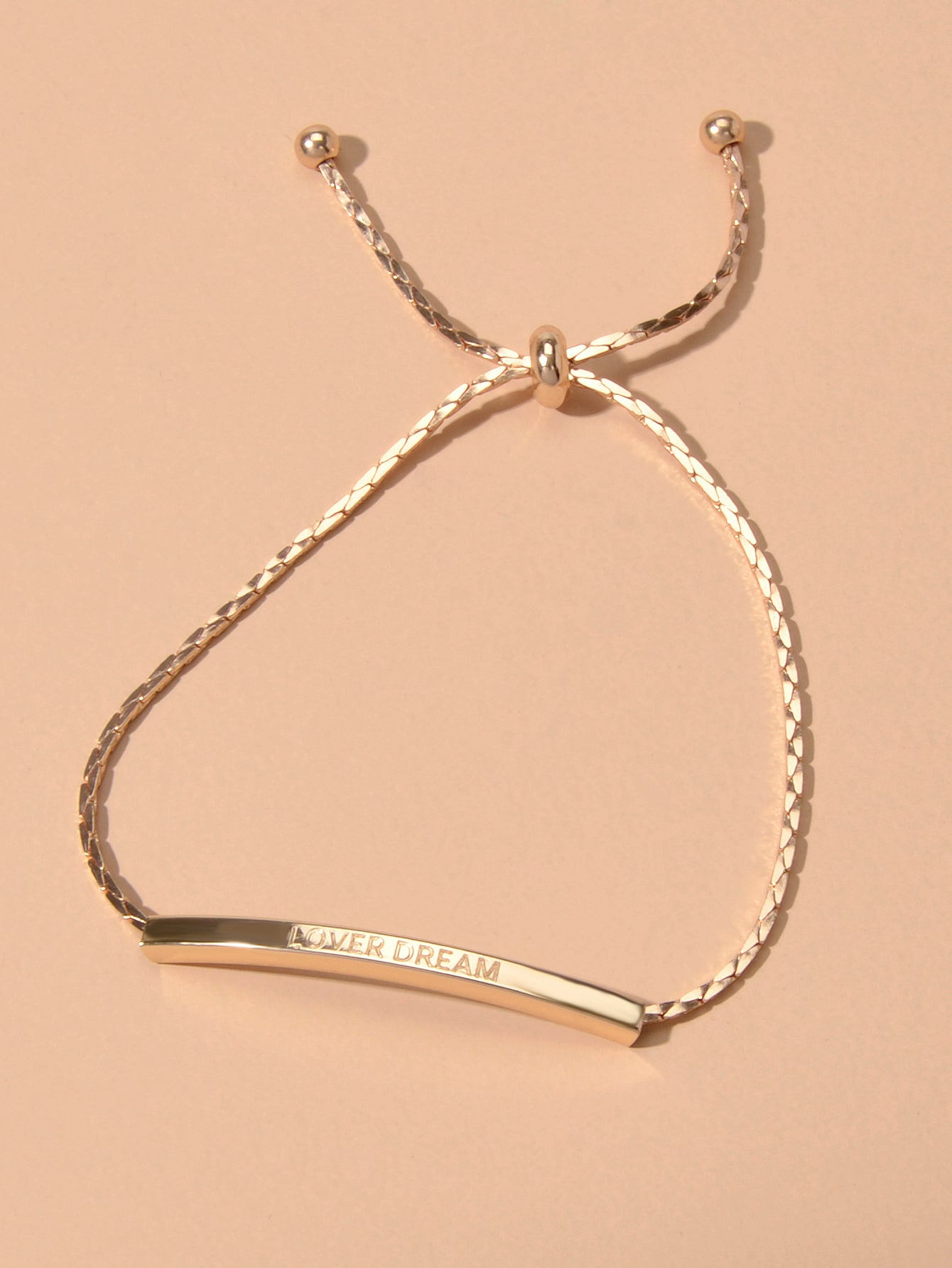 Letter Engraved Adjustable Bar and Ball Beaded Slide Strand Lover Dream Bracelet-1