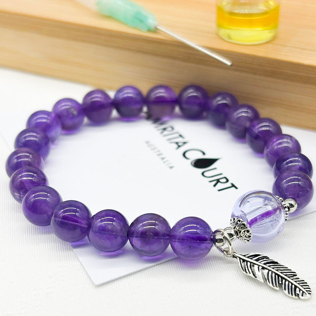 Sterling Silver Crystal Aroma Bracelet - Amethyst | Energy & Healing | Diffuser Jewellery | Gift for her