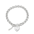 925 Sterling Silver Plated 6mm Belcher Chain Bracelet with a Small Plain Heart Locket - USA Made