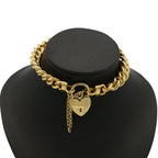 18ct Heavy Yellow Gold Plated  Euro Chain Bracelet with a Small Plain Heart Locket - USA Made