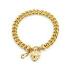 18ct Heavy Yellow Gold Plated  Euro Chain Bracelet with a Small Plain Heart Locket - USA Made