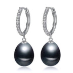 Genuine Freshwater Pearl & Simulated Diamond Drop Earrings