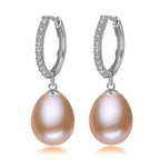 Genuine Freshwater Pearl & Simulated Diamond Drop Earrings
