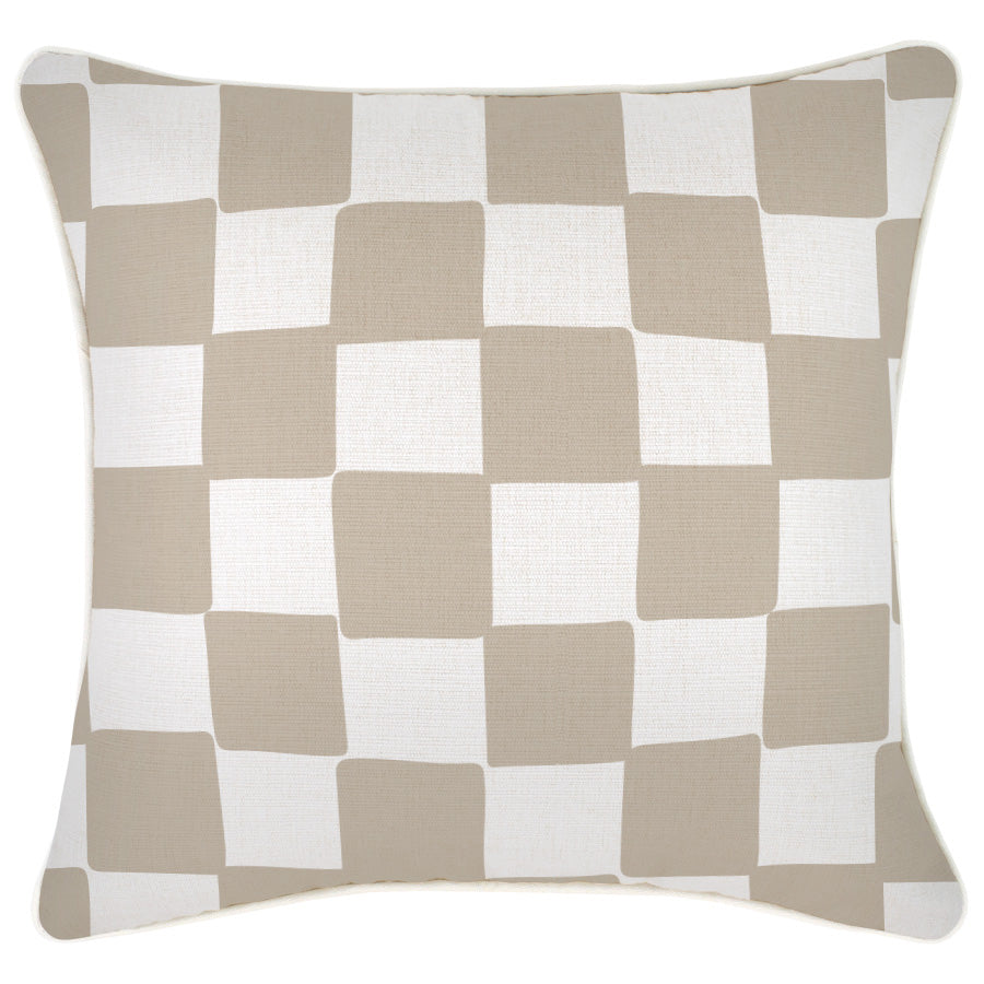 Cushion Cover-With Piping-Check Beige-45cm x 45cm