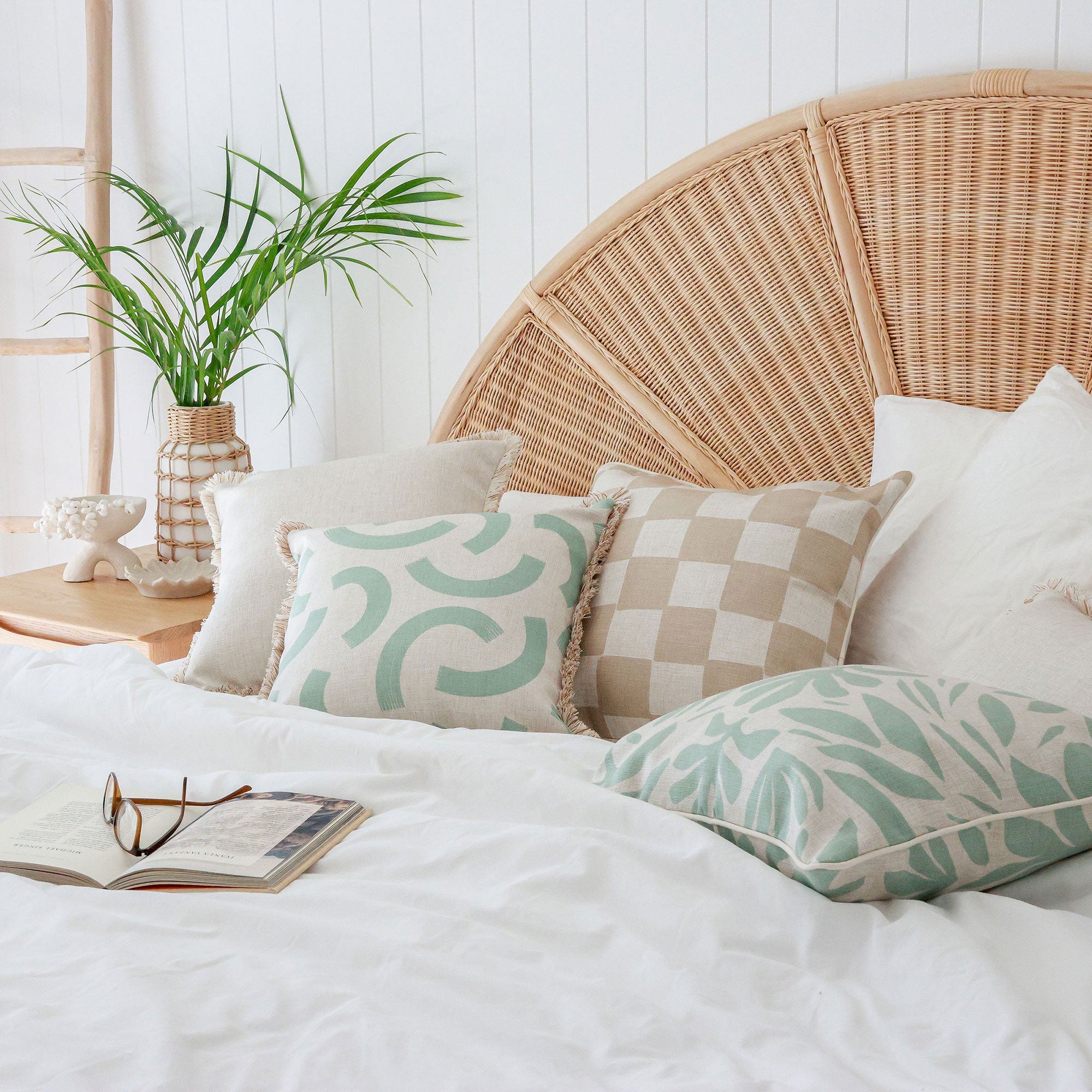 Cushion Cover-With Piping-Check Beige-45cm x 45cm