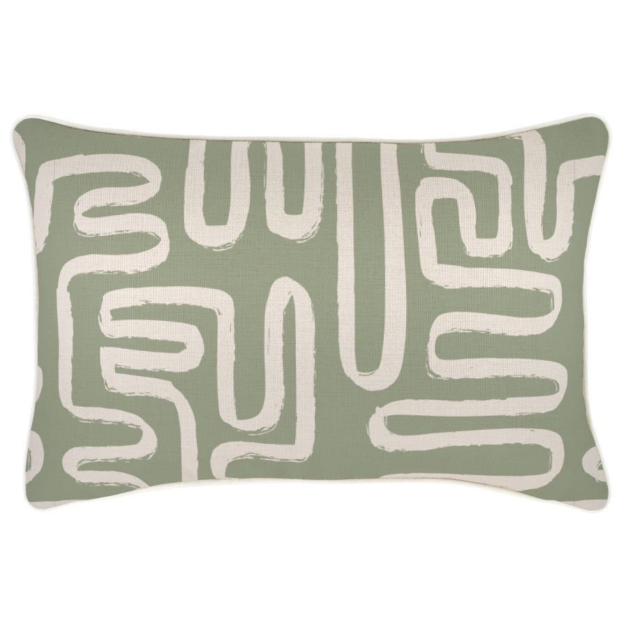 Cushion Cover-With Piping-Maze Sage-35cm x 50cm