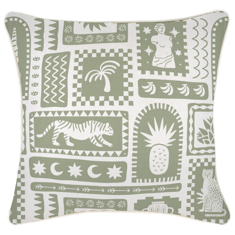 Cushion Cover-With Piping-Naxos Sage-45cm x 45cm-0
