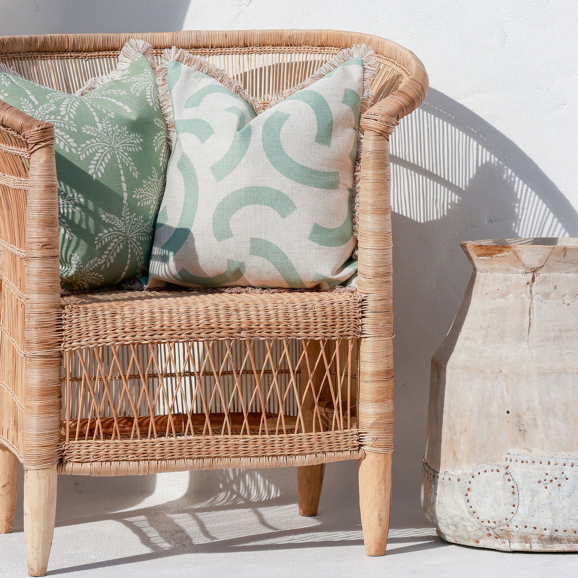 Cushion Cover-Coastal Fringe-Cabana Palms Sage-45cm x 45cm-2