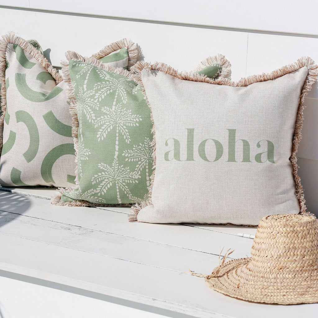 Cushion Cover-Coastal Fringe-Cabana Palms Sage-45cm x 45cm-3