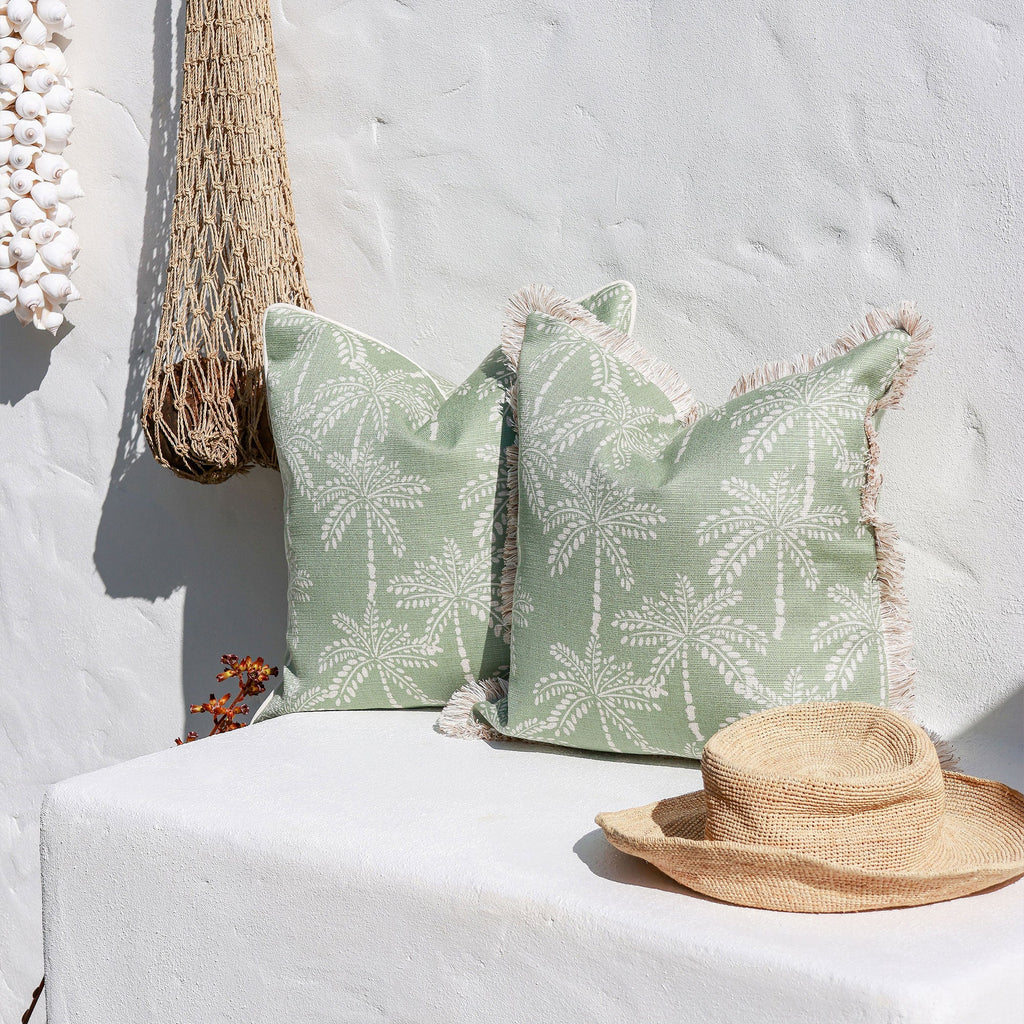 Cushion Cover-Coastal Fringe-Cabana Palms Sage-45cm x 45cm-1