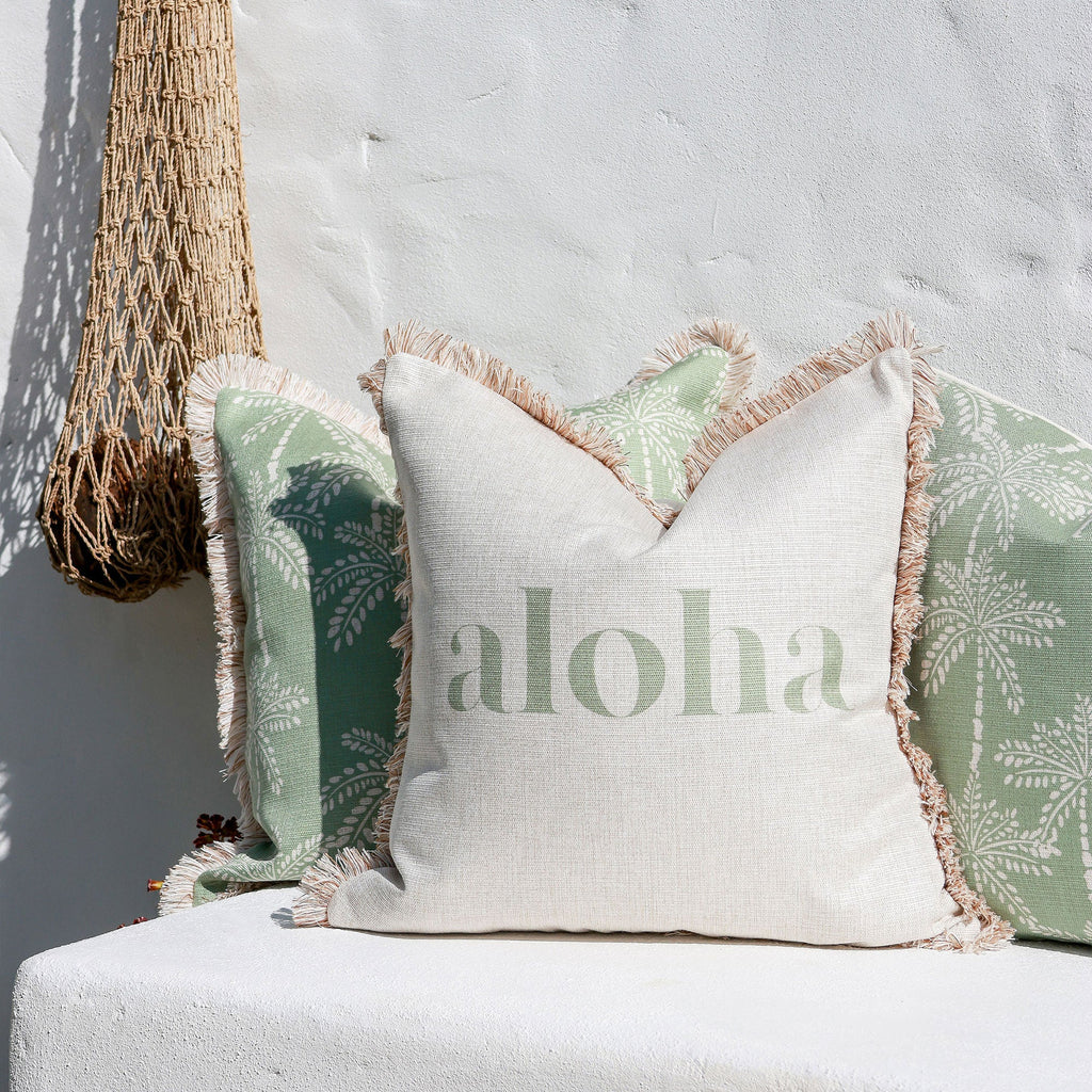 Cushion Cover-Coastal Fringe-Cabana Palms Sage-45cm x 45cm-4