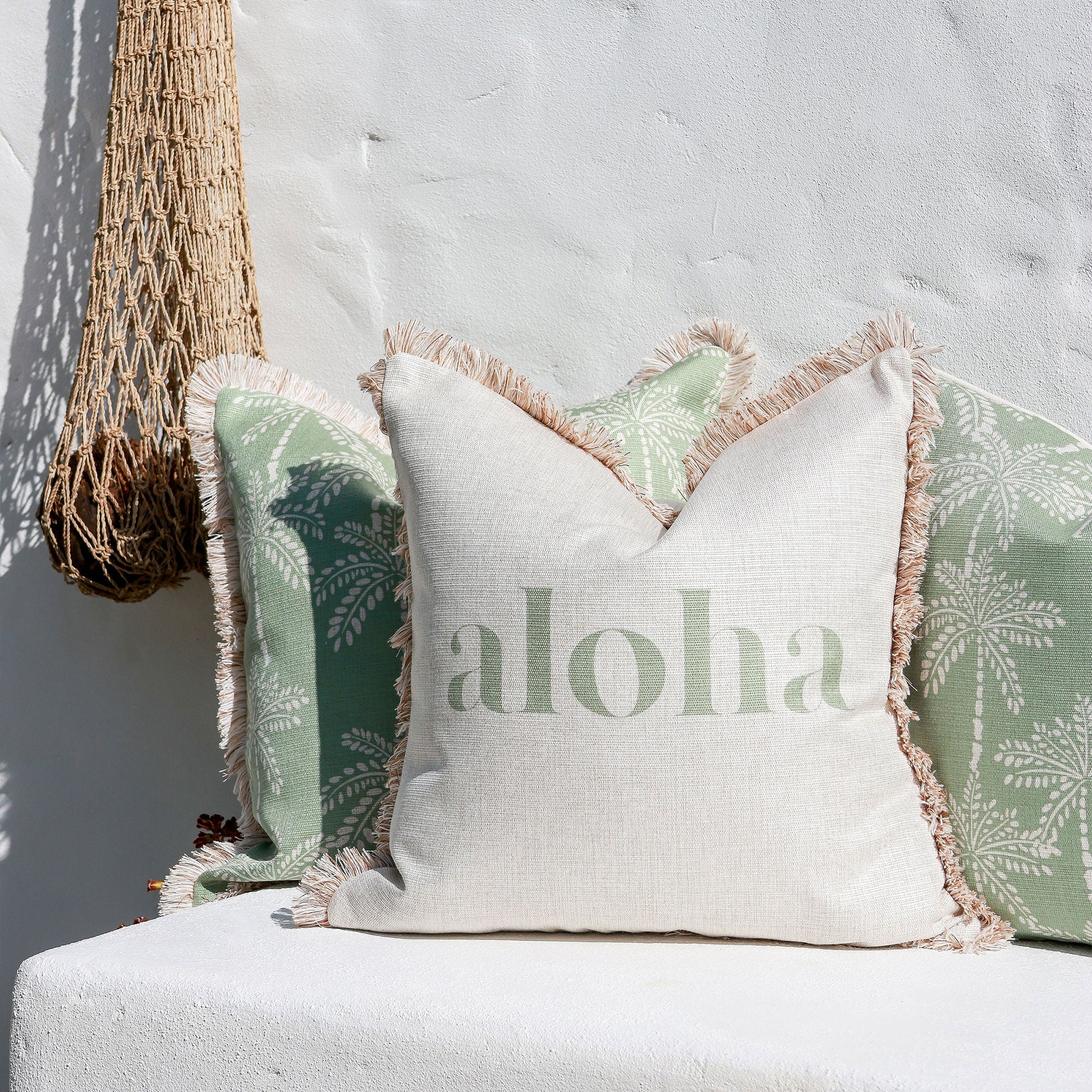Cushion Cover-Coastal Fringe-Cabana Palms Sage-45cm x 45cm-4