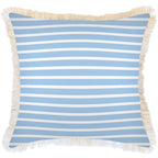 Cushion Cover-Coastal Fringe-Hampton Stripe Pale Blue-60cm x 60cm