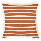 Cushion Cover-Coastal Fringe-Hampton Stripe Burnt Orange-45cm x 45cm-0