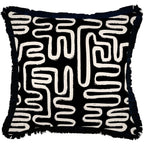 Cushion Cover-Coastal Fringe Black-Maze Black-60cm x 60cm-0