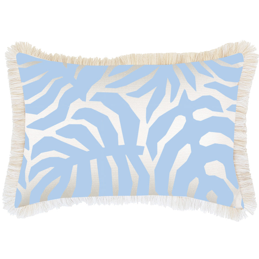 Cushion Cover-Coastal Fringe-Casa Palms Blue White-35cm x 50cm