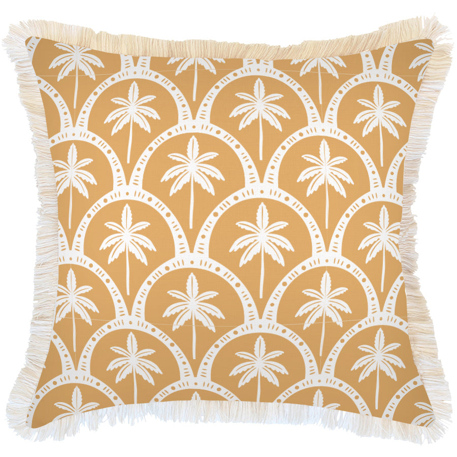 Cushion Cover-Coastal Fringe-Corfu Mustard-60cm x 60cm-0
