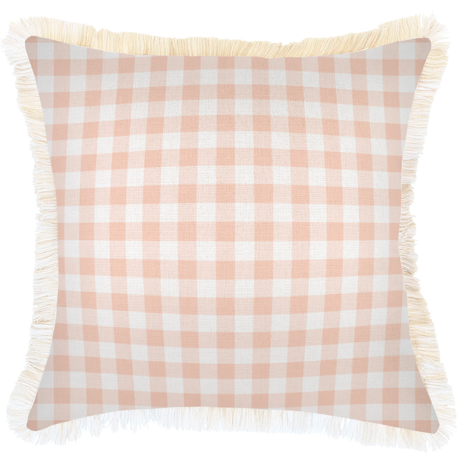 Cushion Cover-Coastal Fringe-Ginglam Peach-45cm x 45cm