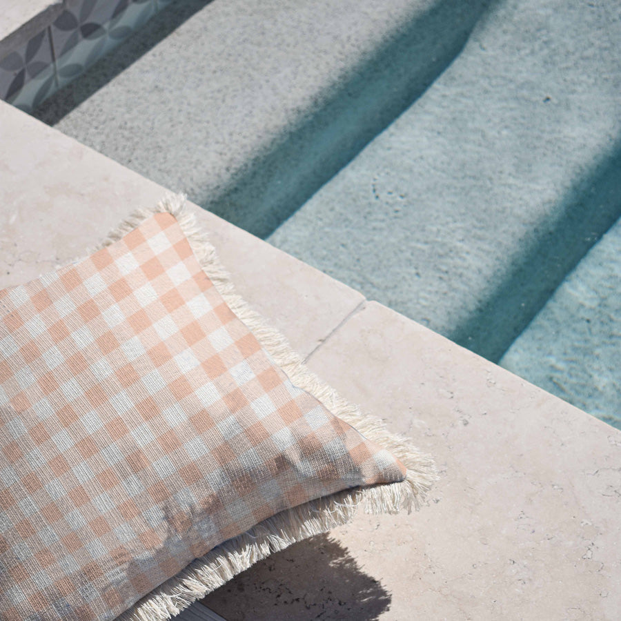 Cushion Cover-Coastal Fringe-Ginglam Peach-45cm x 45cm