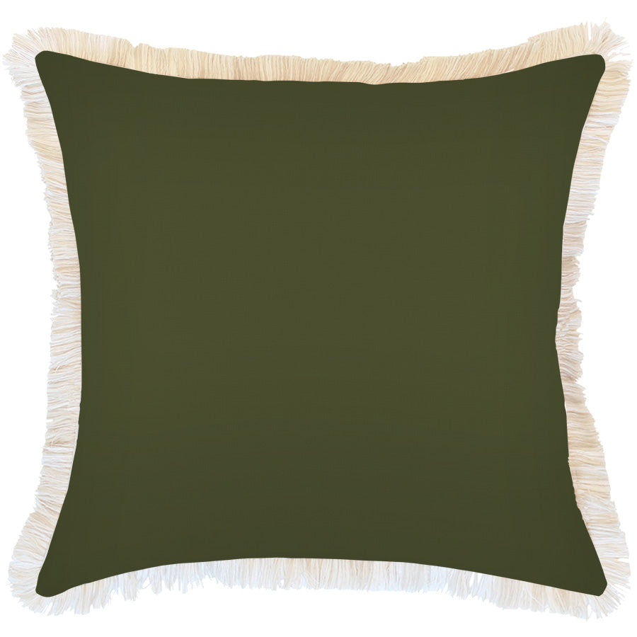 Cushion Cover-Coastal Fringe-Solid Eucalyptus-60cm x 60cm-0